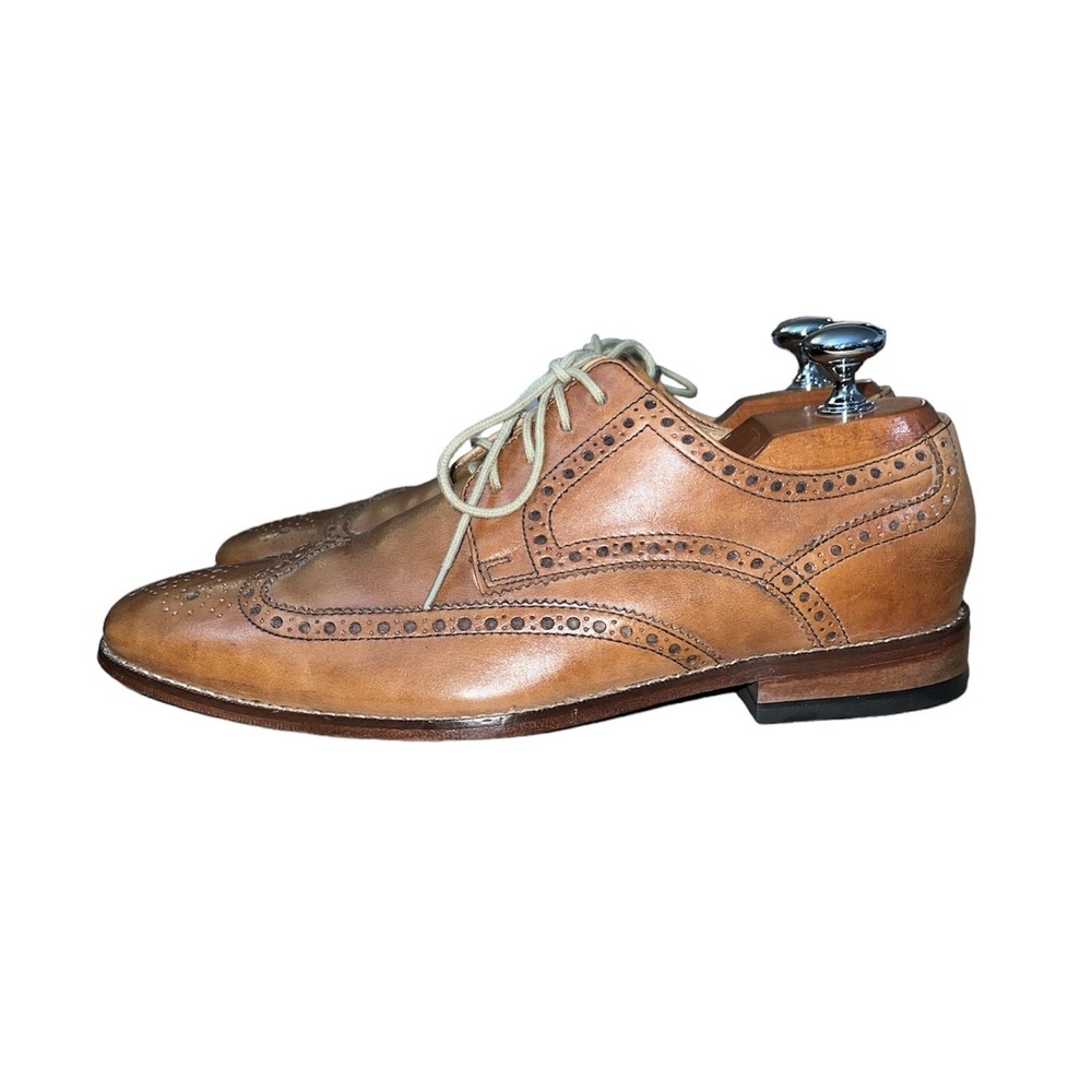 Cole Haan Wingtip Oxford Mens 9 M Tan Leather Brogue Dress Shoes C09303